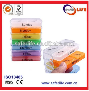 CE approved China supplier 7 days pill box travel pill container promotional tablet case