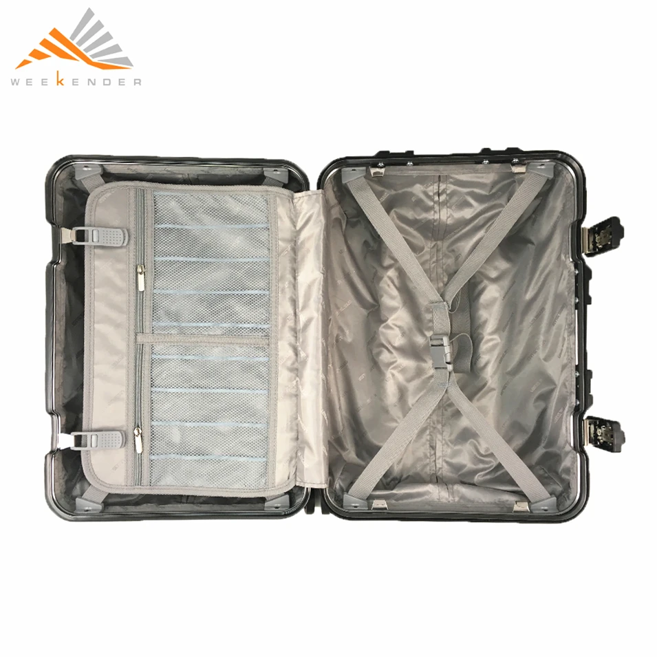 ODM OEM Telescopic Handle Custom Trolley Luggage Aluminum Suitcase With TSA Lock