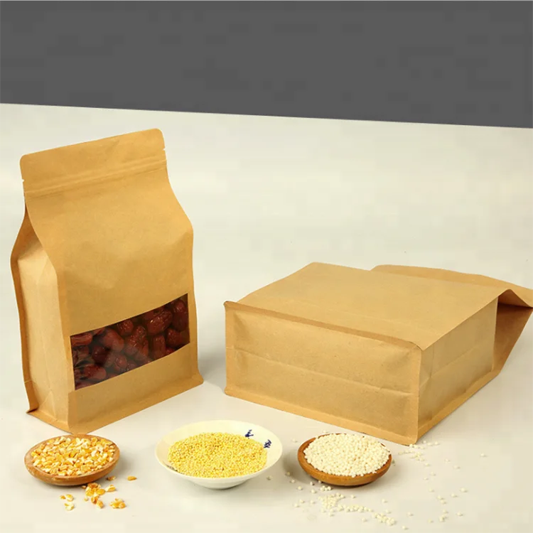 Wholesale logo customized coffee packaging paper bag food paper packaging bags brown kraft paper bag