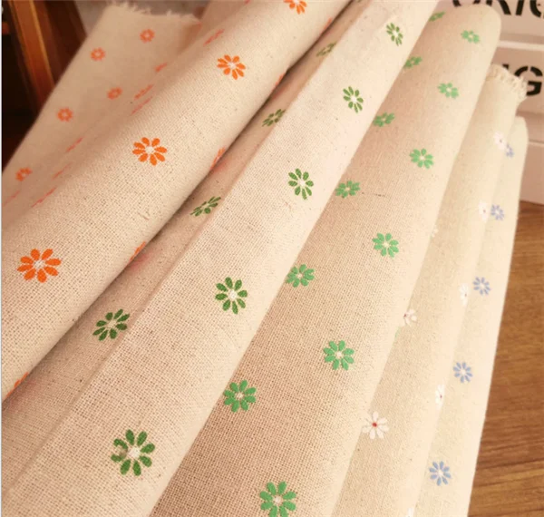 
wholesale daisy printed linen fabric for tablecloth/decorative cloth/sofa sets 