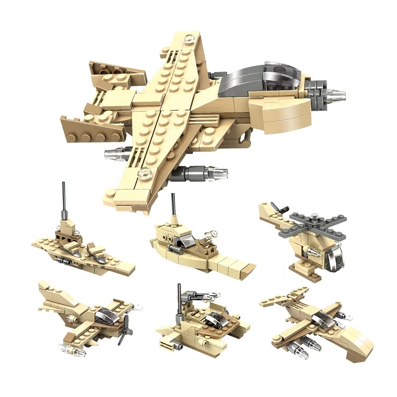 Lele Brother Plane Fighter Bricks Toy 6 in 1 Military Aircraft Kids Building Blocks