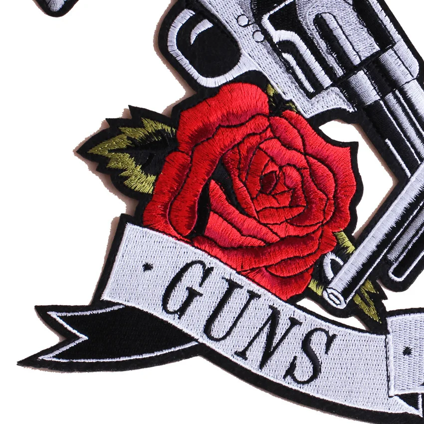
GUGUTREE embroidery big guns rose flower patch animal cartoon patches badges applique patches for clothing ZK-62 