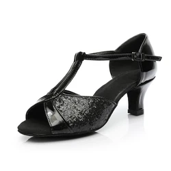 Женская обувь для взрослых в стиле латино на высоком каблуке атласная танцевальная обувь с мягкой подошвой и блестками сценическая танцевальная обувь