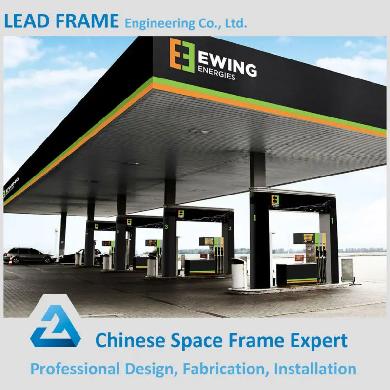 Steel Space Frame Framed Gas Station with Long Life Roof
