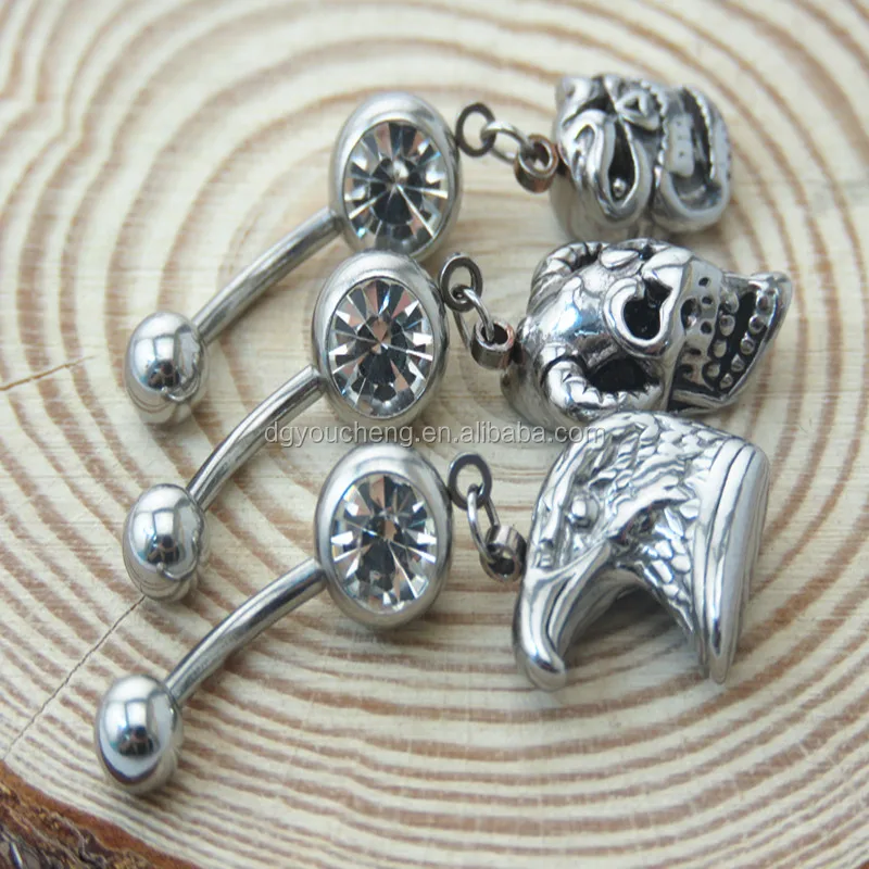 Пупка Кольцо Череп Скелет пирсинг пупка ювелирных 14 г Хирургическая сталь