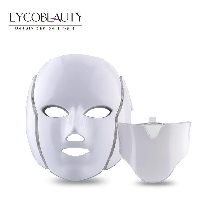 2021 Portable Korean Beauty Salon Home 7 Color Led Light Therapy Face Neck Mask OEM Photon Led PDT Facial Mask