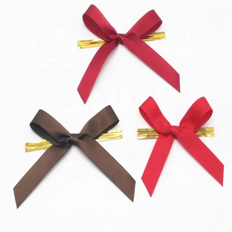 Wholesale Custom Pretied Packing Ribbon Bows With Twist Tie