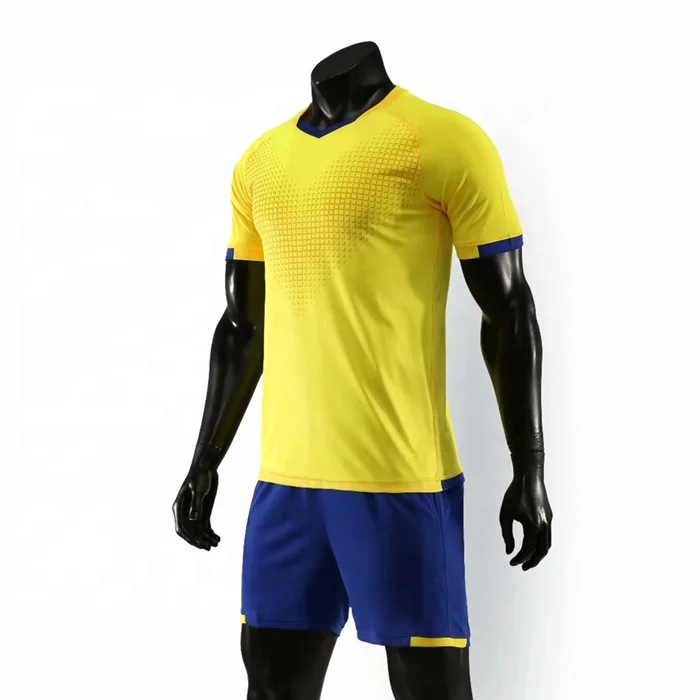 2019 Men Polyester Football Uniform Kits Plain Soccer Jersey Set