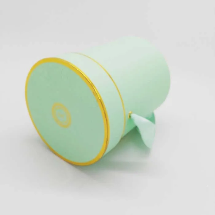 Print logo biodegradable recycled luxury round shape paper rose packaging flower box with ribbon handle