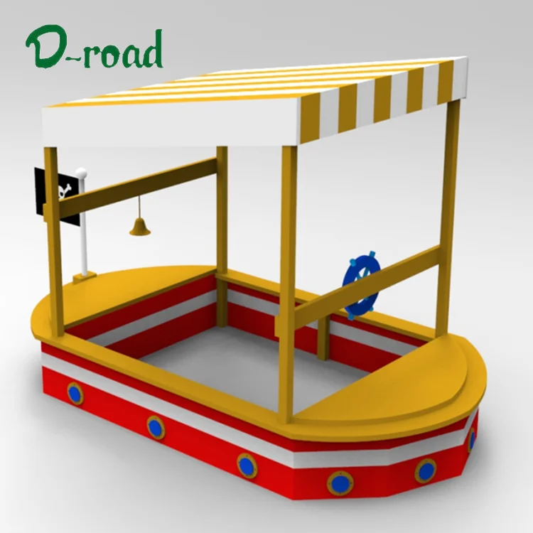 Wooden Boat Sandpit Other Outdoor Toys & Structures Kids Play set Garden Wooden Sandpit with Lid with Roof Cover