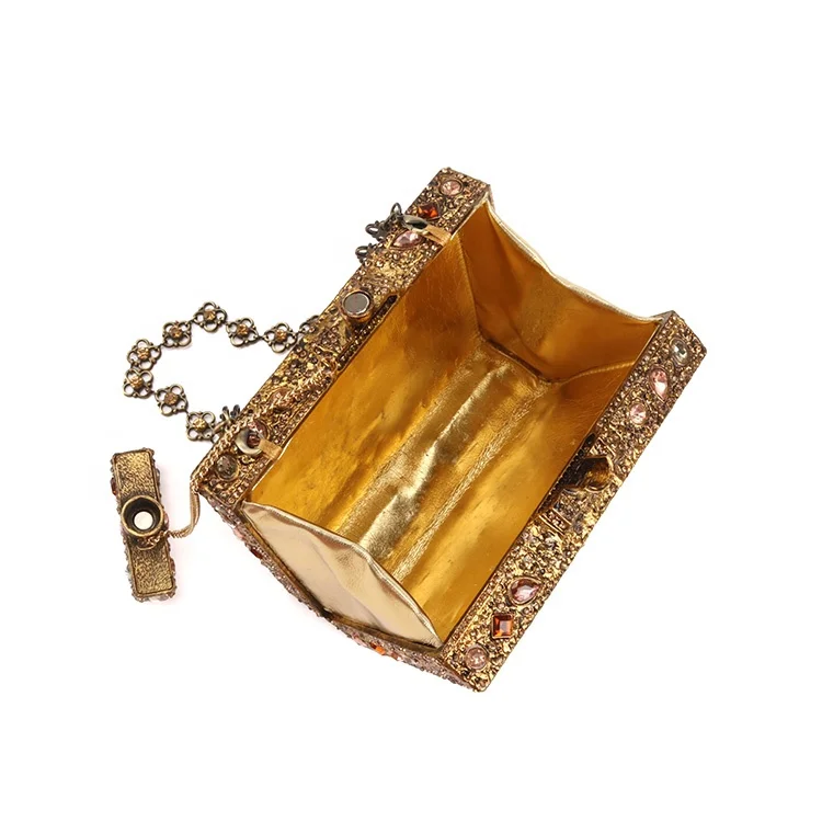 Retro vintage antique women ladies metal frame perfume bottle evening bag party wedding clutch purse with crystal rhinestone