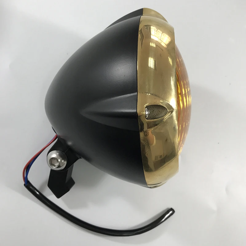 5,75» в винтажном стиле; Цвет Черный; Светодиодная фара для мотоцикла с латунной отделкой кольцо Cafe Racer фар изменение света