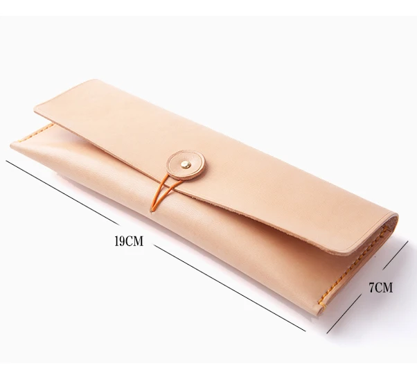 Hot sales simple style flip fold vegetable tanned leather pencil case for teenagers