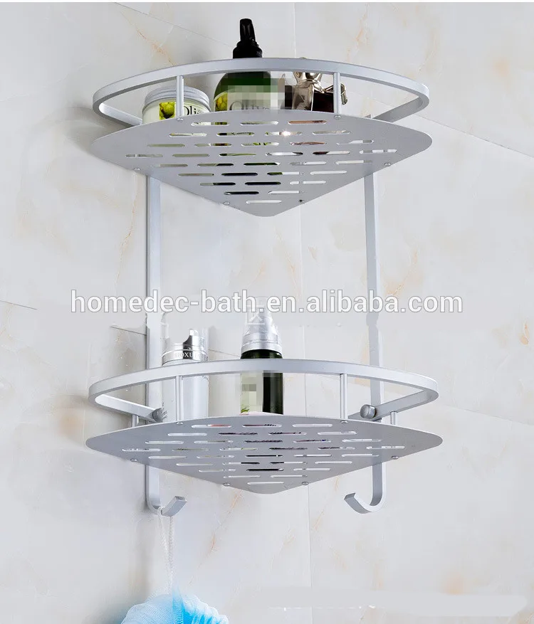 Antique Bathroom Space Aluminum Corner Shower Caddy Shelves Stacking faucetdouble Baskets Collapsible laundry accessories holder