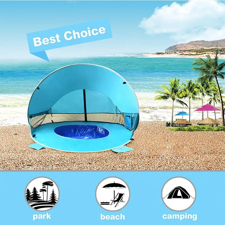 Baby Pop Up Beach Camping Tent UV Protection Beach Sun Shelter With Pool Shade Cabana