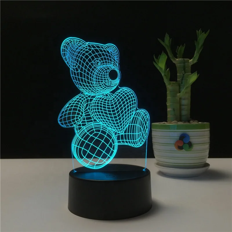 Акриловая 3D визуальная светодиодная лампа, питание от батареи, 3D Оптическая иллюзия, светодиодный ночник с сенсорным выключателем