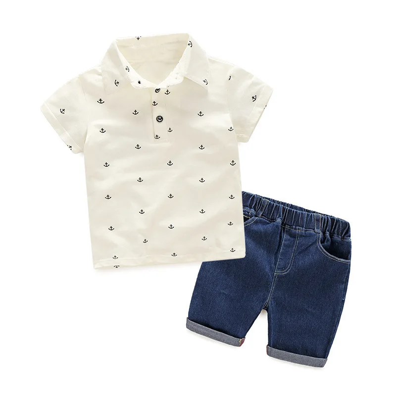 
Kids Children polo t shirt and short trousers set child clothing summer baby boy sets clothes 