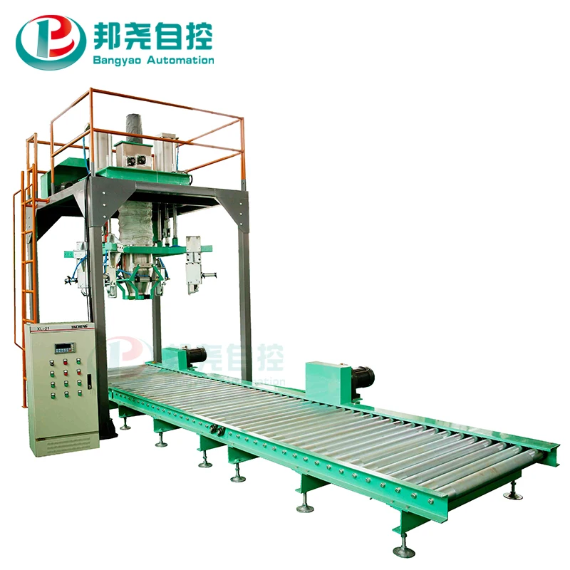 Ton Bag Packaging Machine Lime Ore Weighing Filling Sealing Granule Robotic Palletizer and Pallet Wrapper for Cement 0.4-0.6mpa