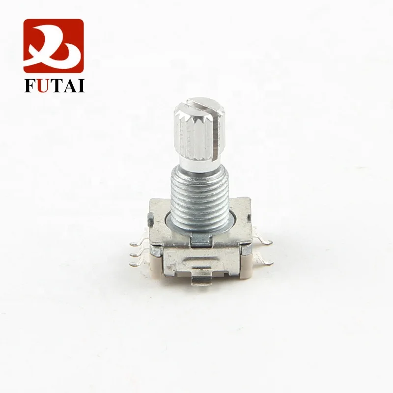 Futai EC11 series 11mm Size Type SMT Reflow Incremental Metal Shaft Rotary Encoder with Switch and Bushing