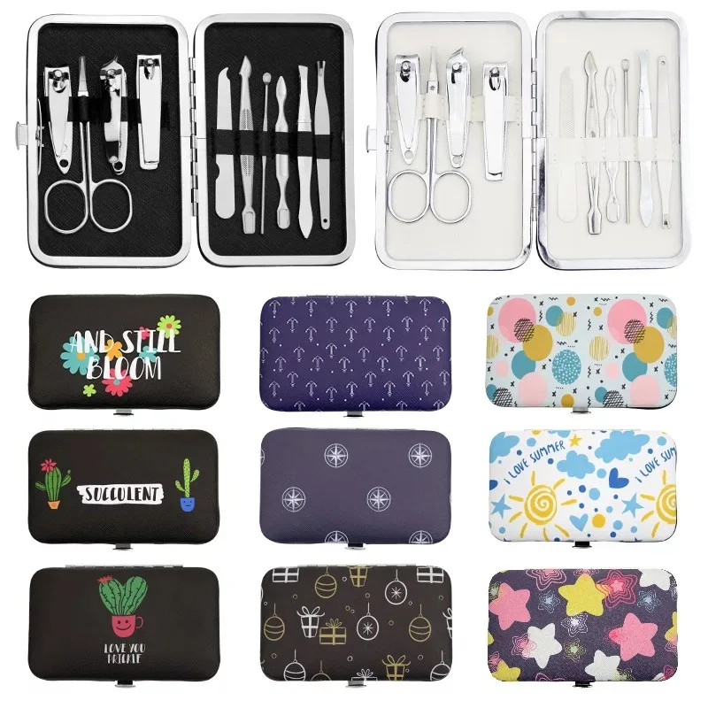 Wholesale stainless steel girls 5pcs nail care tools gift kits beauty pedicure manicure set in butterfly case