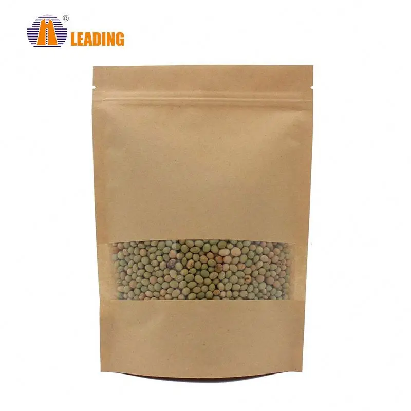 Factory wholesale food pouch kraft paper Packaging Bag With See Through Window