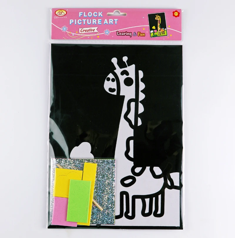 DIY Animals velvet art board including foil sheet and EVA stickers for kids