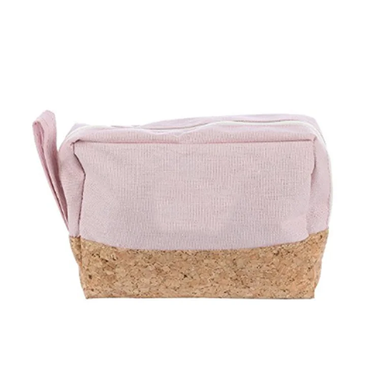 Trend eco-friendly canvas cork pouch bags glitter cork cosmetic bags