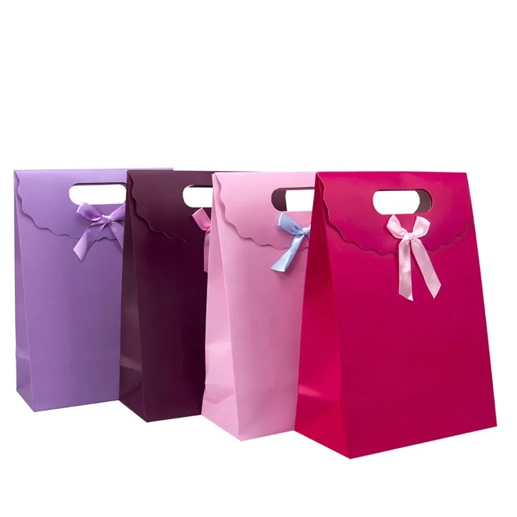 custom lovely wedding sweet candy paper gift bags with ribbon bow
