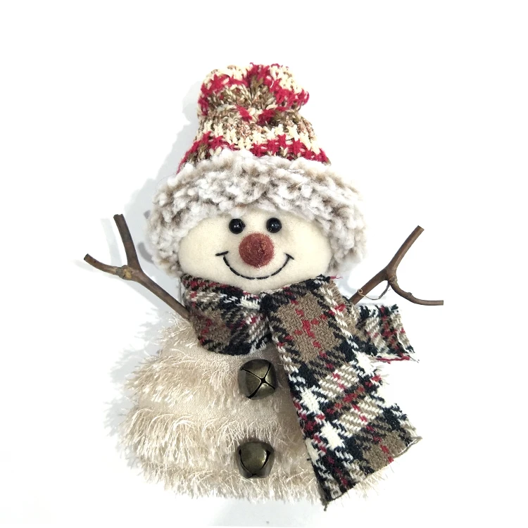 Vintage Christmas Decoration Plush Warm Winter  Fabric Snowman Santa Dolls White Xmas Ornament