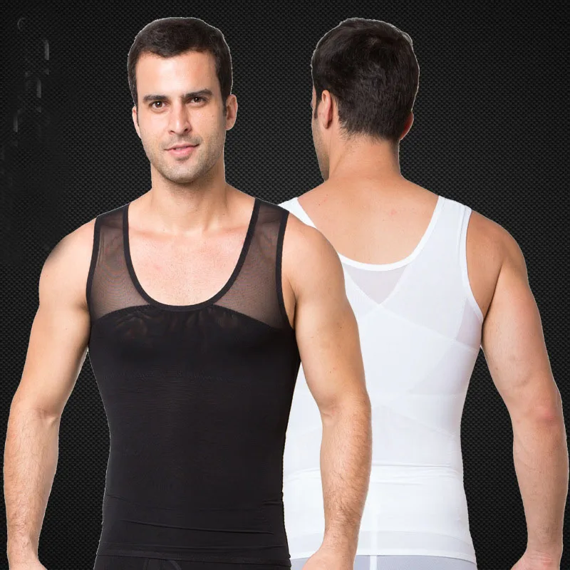 Модные мужские жилеты, удобный жилет для похудения, формирователь тела для мужчин, компрессионная Мужская одежда для коррекции фигуры без рукавов