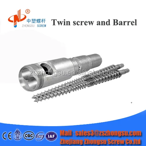 China bimetallic conical twin screw barrel for plastic extruder machine from China