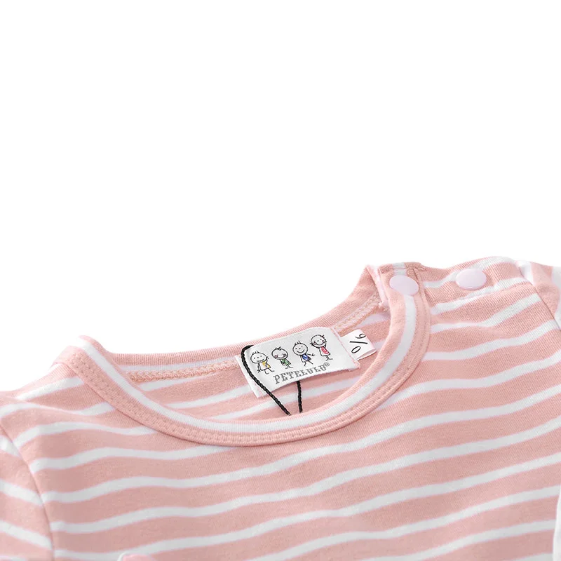 Petelulu Summer Babies Cartoon Romper Clothes Baby Boy Girl Stripes Cotton Jumpsuit Outfit Clothes With Animal Design Printing