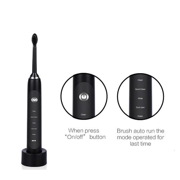 Replaceable Toothbrush Head Electric Home Use Sonic Tooth Brush Soft Bristle Adult Abs+dupont Nylon Bristles Acceptable IPX7