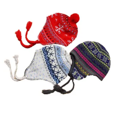 Зимняя акриловая жаккардовая ткань, вязанный узор, Перуанская шапка с характерным узором для взрослых