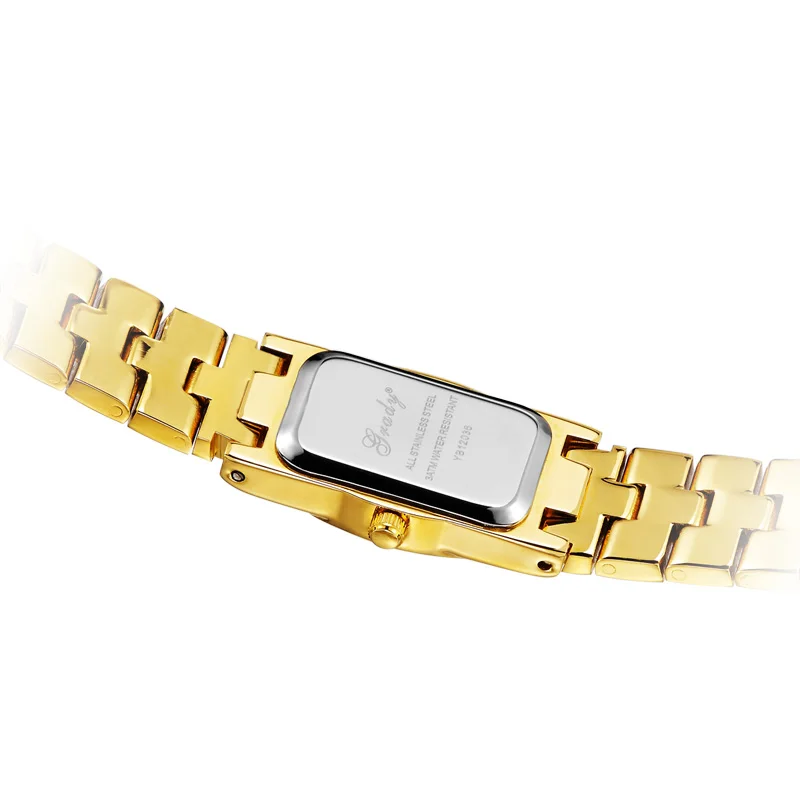 Shenzhen golden bracelet watch with rectangular case original imported movt brass metal watches