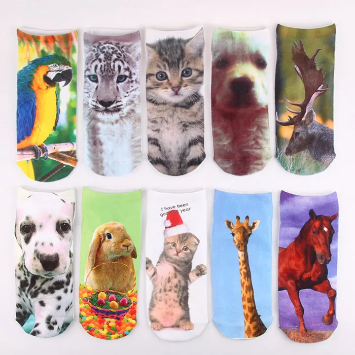 NOVELTY ANIMAL Womens Ankle Sublimation Socks No Show, Novelty Print No Show Socks, Fashion Low Cut No Show Sublimation Socks