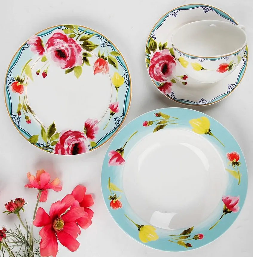 Новая керамическая фарфоровая боковая тарелка 8 дюймов с цветочными мотивами