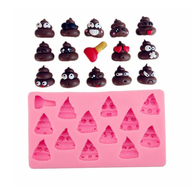 
13 cavities Smiley face Poo Expression chocolate Silicon Molds 