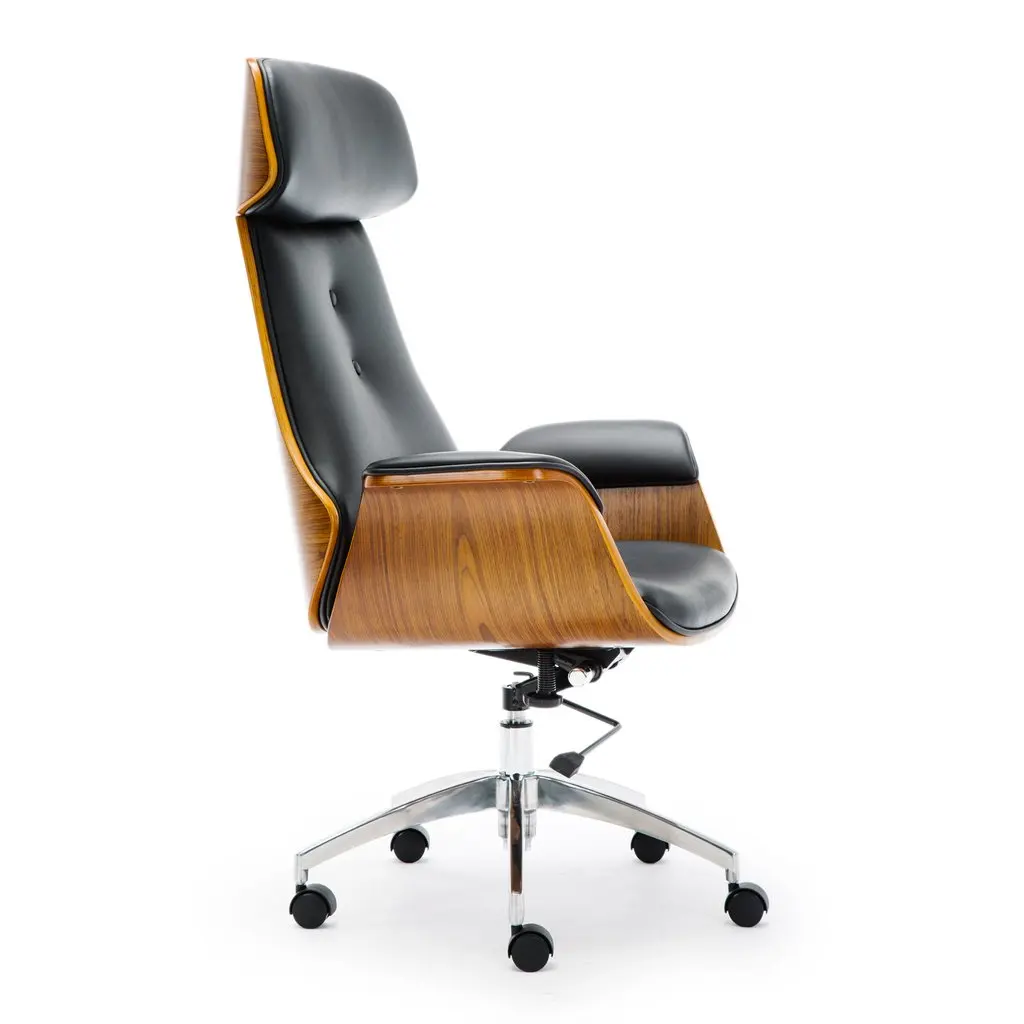 
MID CENTURY WOODEN BIG SIZE LEATHER OFFICE CHAIR RENAISSANCE EXECUTIVE CHAIR 