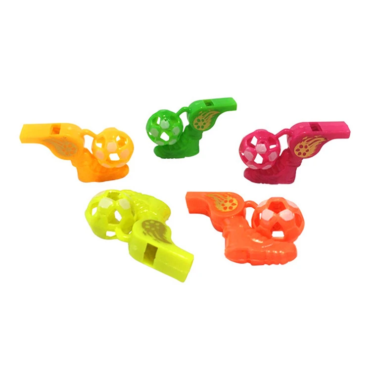 Wholesale Promotional mini football shaped plastic toy whistle for caspule vending machine