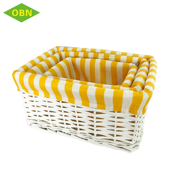 
Hot selling white wicker woven square baby gift storage basket 