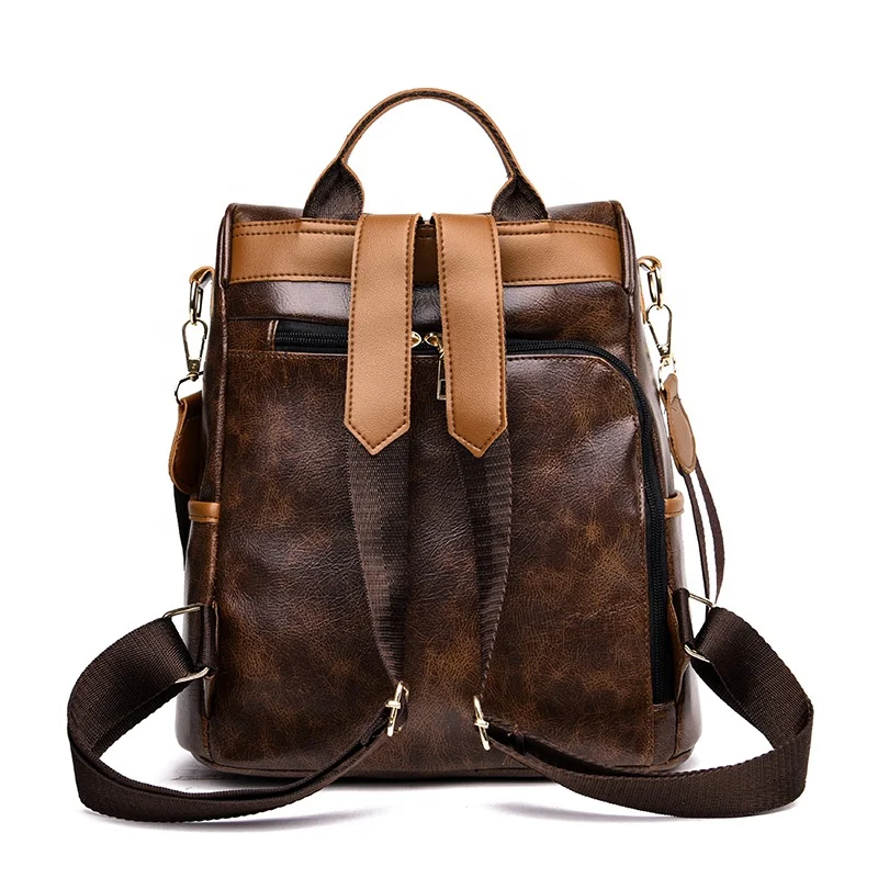 
2019 Cheap Low MOQ School Travel Anti Theft Girls Ladies PU Leather Backpack for Women 