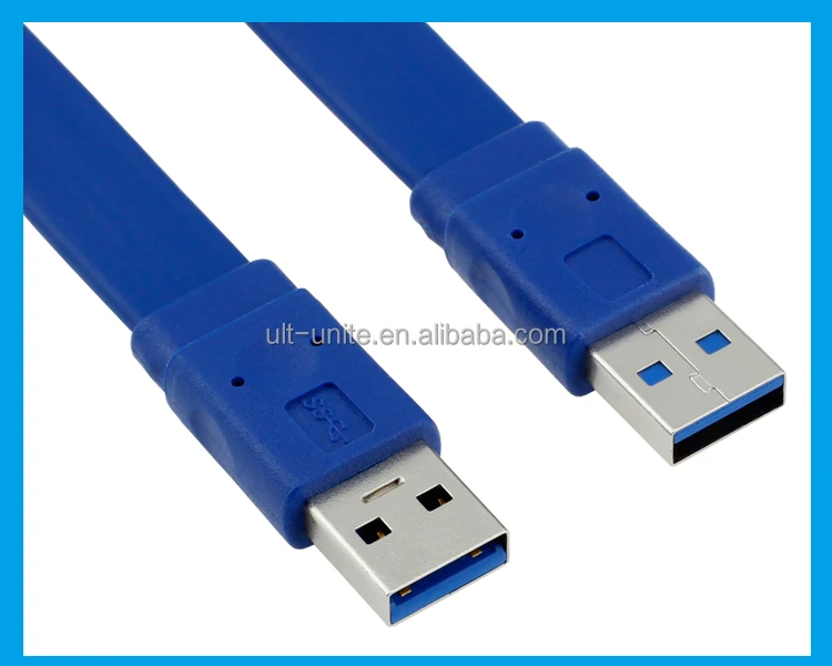 USB3.0 Male Flat Cable Blue OD=2.5*12.1mm L=0.3m