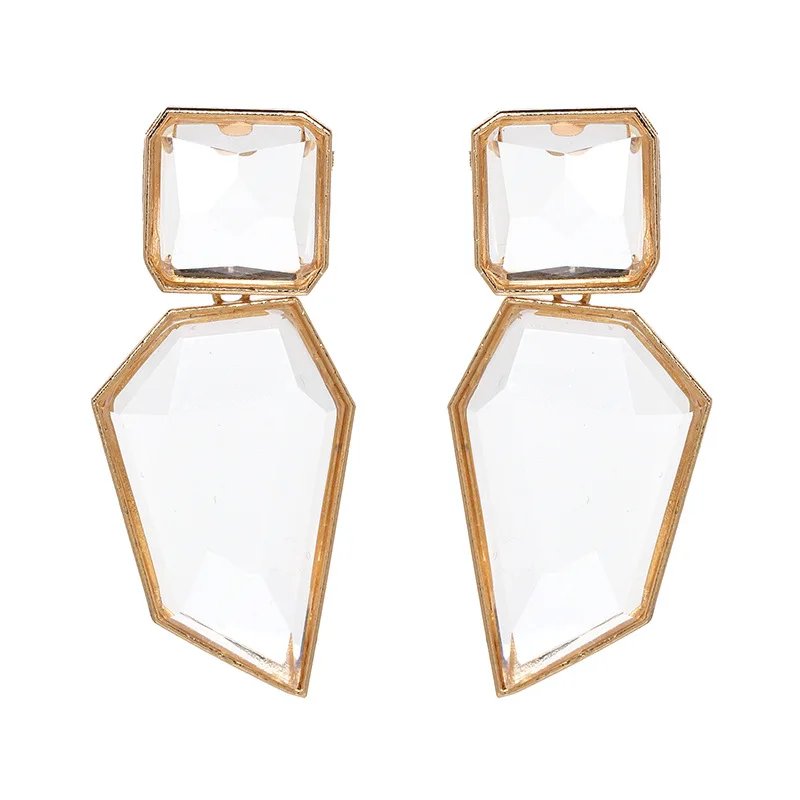 New Style Fashionable 7 Colors Personalized Multi-color Clear Resin Plastic Geometric Earrings For Female
