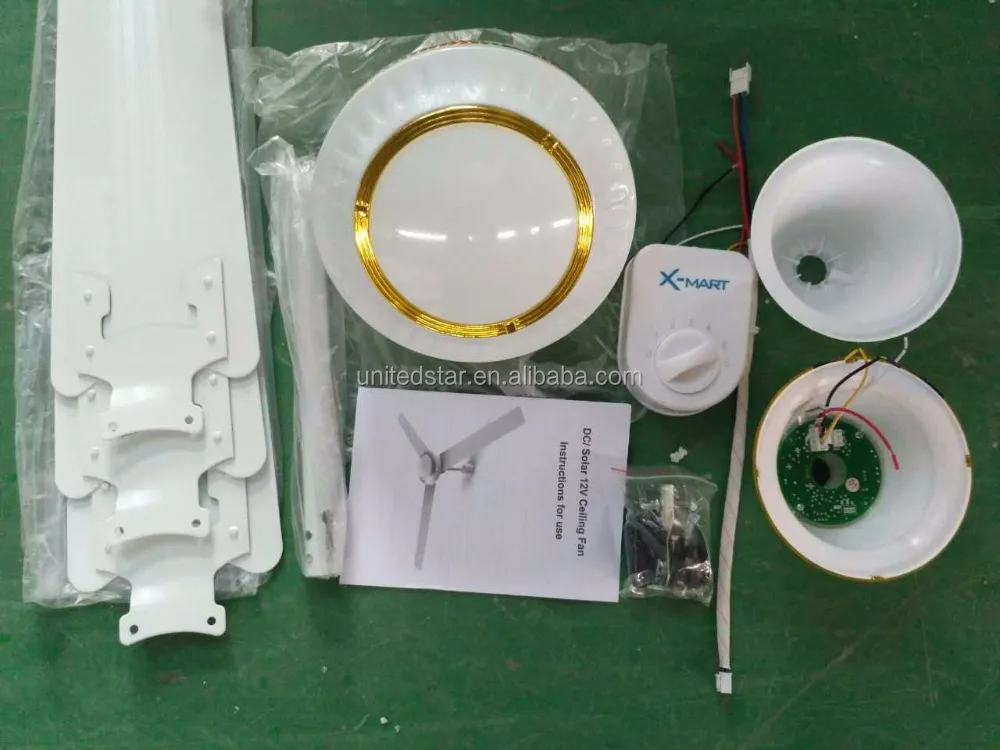 Hot Selling Dc Solar Energy Copper motor 36W 12v dc solar Ceiling Fan