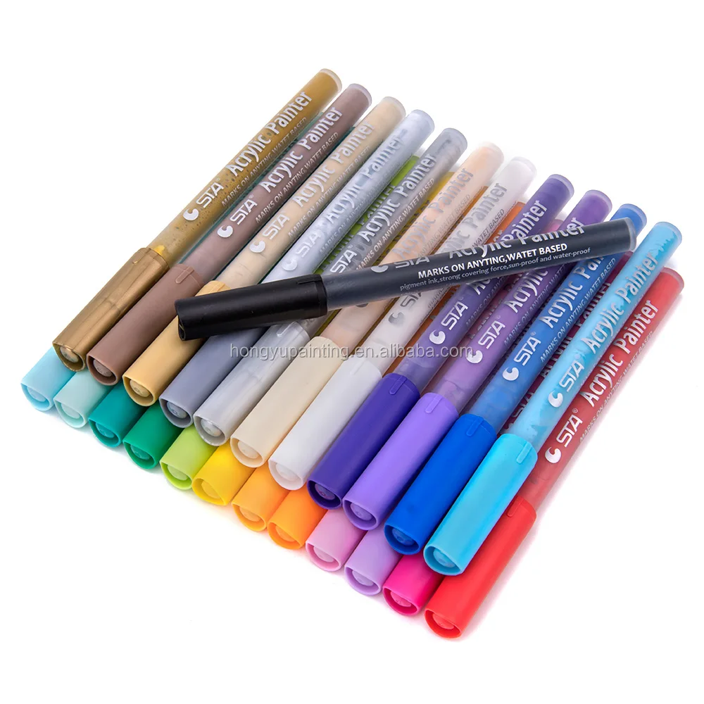 0.5mm fine tip STA acrylic paint marker pen 12color standard acrylic painter set for DIY arts drawing