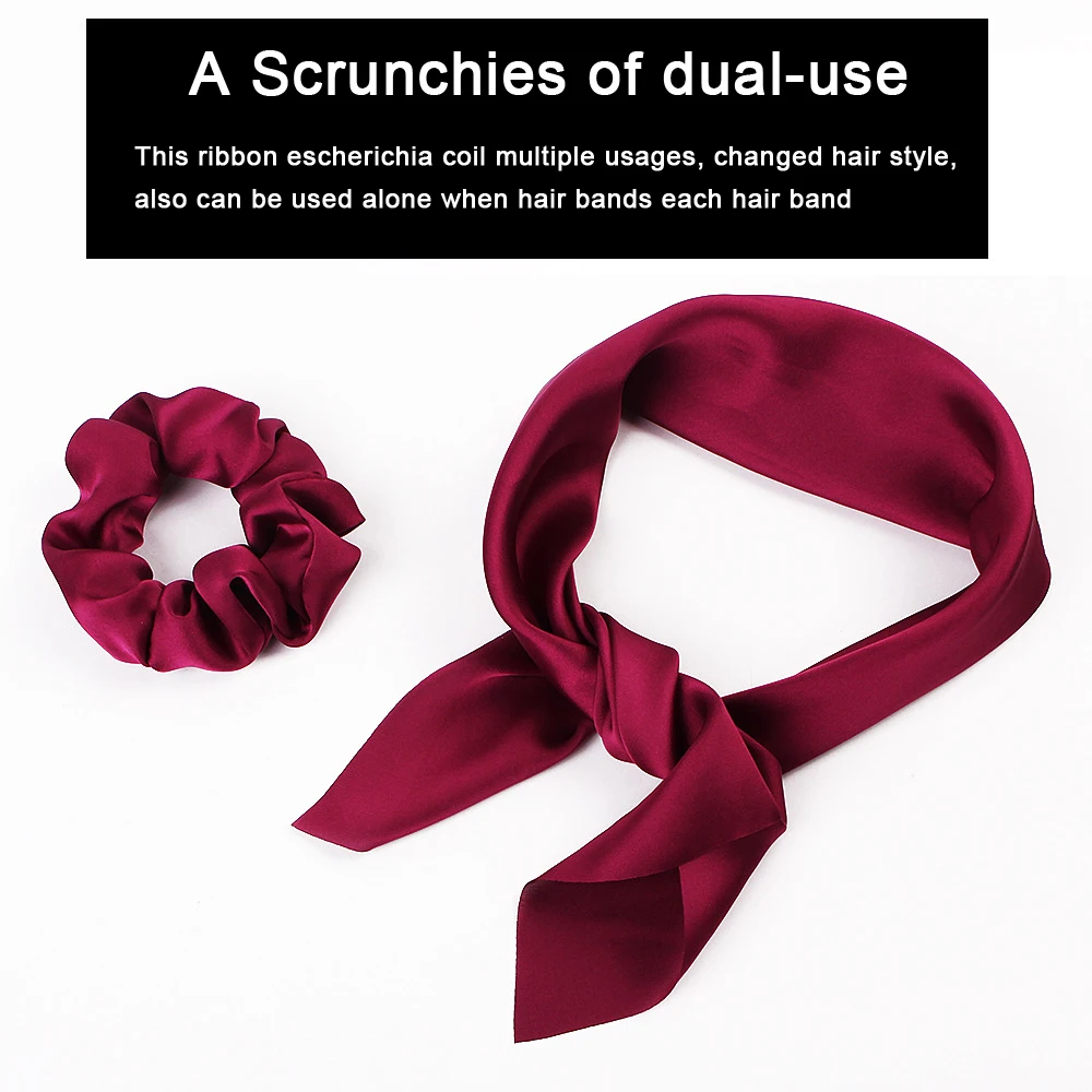 Ribbon hair Scrunchies bow large intestine circle hair circle satin color long ribbon pony tail hair circle 70 colors can be cus