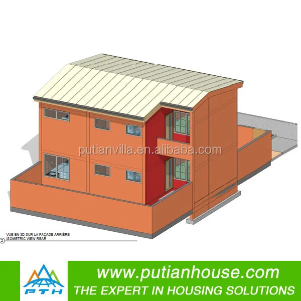 steel structure 2 story 3 bedroom prefab house plans villa