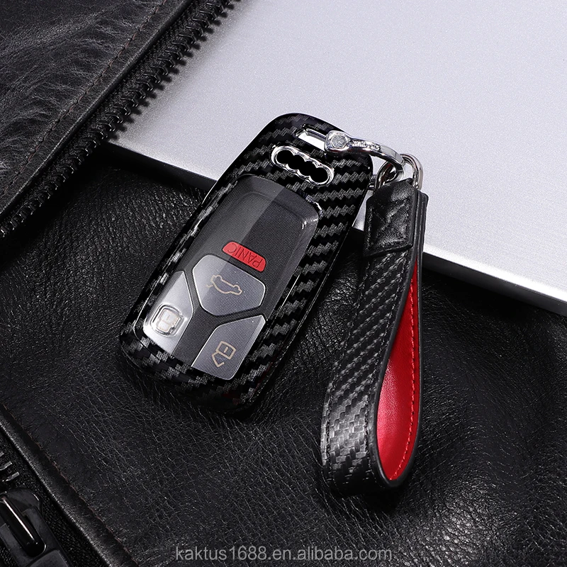 For AUDI 19 A4\A5\A4 TTS Q7 Q5L S4 RS4 RS5 TTRS TT SQ5 Car Key Case PC Carbon filament Cover Car key shell
