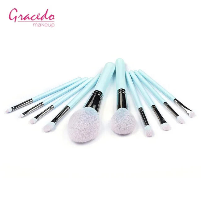 10 pieces professional Chinese style fully functional makeup brushes set with our new patented nano hair and custom logo